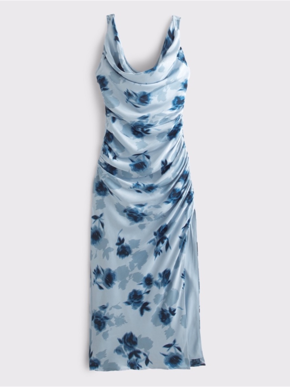 A&F Light Blue Floral Cowl Neck Maxi Dress - Size PL